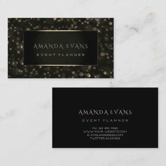 ミニマリズム美しいブラックフレームゴールデンスパークセピア 名刺 (正面/裏面)