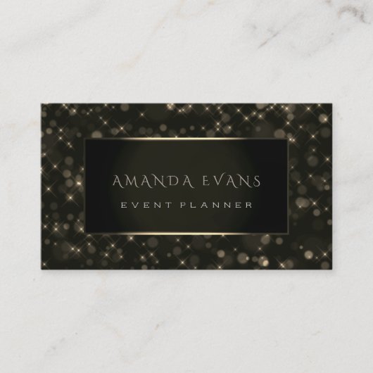 ミニマリズム美しいブラックフレームゴールデンスパークセピア 名刺 (正面)