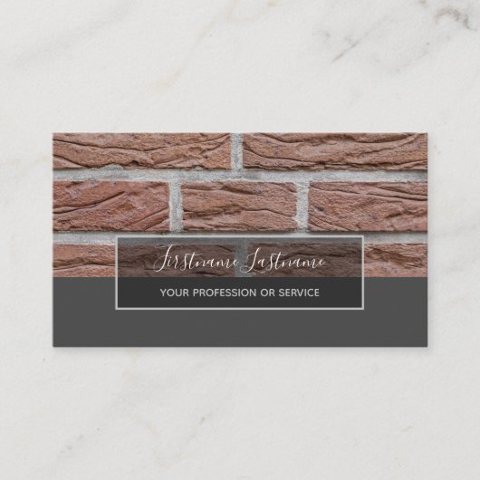 ミニマリズム赤い無地のレンガの灰色の長方形ブシ 名刺 (正面)