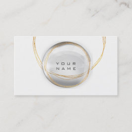 ミニマリズム金ゴールドホワイトガラスボールサークル 名刺