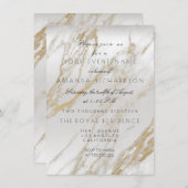 ミニマリズム金ゴールドホワイトグレーマーブルシルバーメタリック 招待状 (正面/裏面)