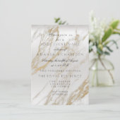 ミニマリズム金ゴールドホワイトグレーマーブルシルバーメタリック 招待状 (スタンド正面)