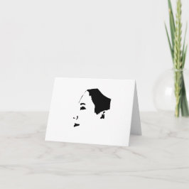 ミニマリズム顔スケッチガールレディ サンキューカード