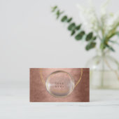 ミニマリズム黄金の箔ガラスピンクローズ金ゴールド 名刺 (スタンド正面)