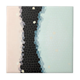 ミニマリズム アブストラクト アート 淡いピンク 青 黒 タイル