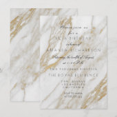 ミニマリズム グレー ゴールド ホワイト マーブル 誕生日 招待状 (正面/裏面)