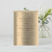 ミニマリズム スパークリー ドリップス ゴールド バースデー 招待状 (スタンド正面)