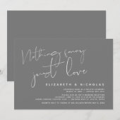 ミニマリズム ダークグレー, 結婚式の秘密の誓いパーティー 招待状 (正面/裏面)