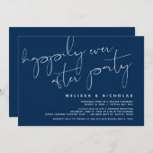 ミニマリズム ネイビーブルー, 結婚式 ふたりだけの結婚式 パーティー 招待状 (正面/裏面)