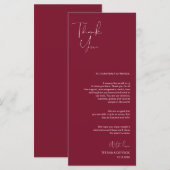 ミニマリズム·バーガンディ·スクリプト·プレース設定ありがとう プログラム (正面/裏面)