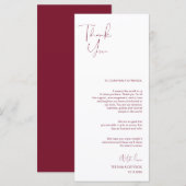 ミニマリズム·バーガンディ·スクリプト·プレース設定ありがとう プログラム (正面/裏面)