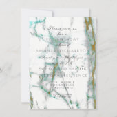 ミニマリズム ミントグリーン ホワイト ゴールド グリーンマーブル 招待状 (正面)