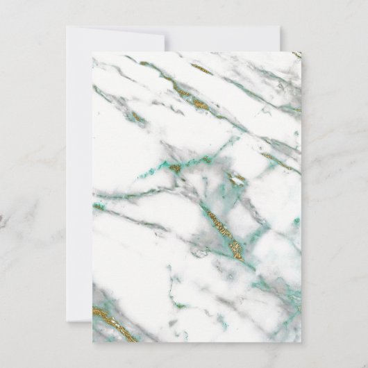 ミニマリズム ミントグリーン ホワイト ゴールド グリーン マーブル 招待状 (裏面)