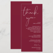 ミニマリズムBurgundyスクリプトプレイス設定ありがとう プログラム (正面/裏面)