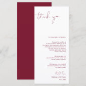 ミニマリズムBurgundyスクリプトプレイス設定ありがとう プログラム (正面/裏面)