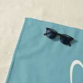 ミニマリズモダンム書道ティール(緑がかった色)青の名 ビーチタオル (インサイチュ)