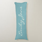 ミニマリズモダンム書道ティール(緑がかった色)青の名 ボディピロー (正面縦)