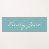 ミニマリズモダンム書道ティール（緑がかった色）青の名 ヨガマット (正面(横))