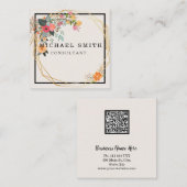 ミニマリパーソナライズされたスモダントQRコードロゴ スクエア名刺 (正面/裏面)