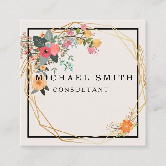 ミニマリパーソナライズされたスモダントQRコードロゴ スクエア名刺 (正面)