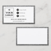 ミニマリフェイクストシルバーグリッターソーシャルメディアロゴ 名刺 (正面/裏面)