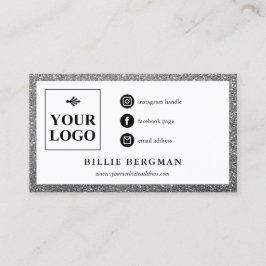 ミニマリフェイクストシルバーグリッターソーシャルメディアロゴ 名刺