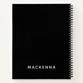 ミニマリモダンスエレガントトのパーソナライズされた黒名 ノートブック (裏面)