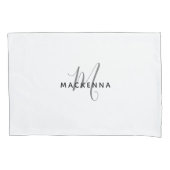 ミニマリモダンストのガーリー白いモノグラム文字名 枕カバー (正面左)