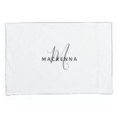 ミニマリモダンストのガーリー白いモノグラム文字名 枕カバー (正面右)