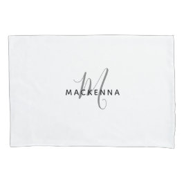 ミニマリモダンストのガーリー白いモノグラム文字名 枕カバー