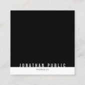 ミニマリモダンストの白エレガント黒平野 スクエア名刺 (正面)