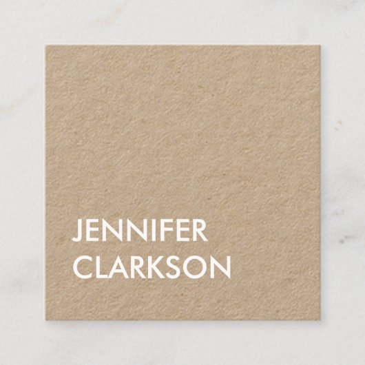 ミニマリモダンストの粗野なクラフトはっきりした文字 スクエア名刺 (正面)