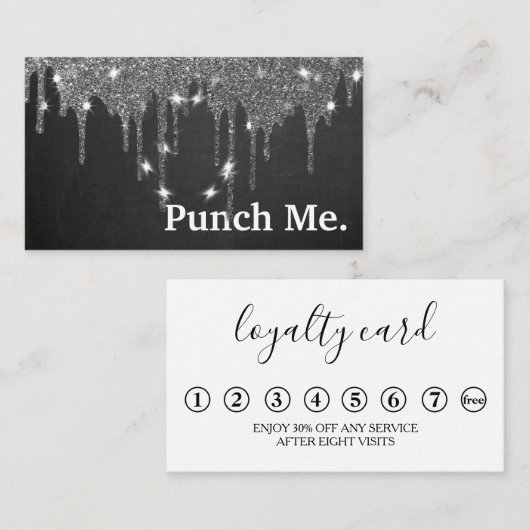 ミニマリモダンストの黒い黒板ロイヤリティカード 名刺 (正面/裏面)