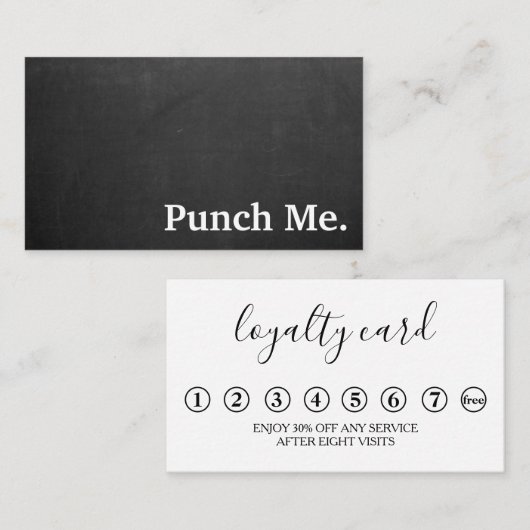 ミニマリモダンストの黒い黒板ロイヤリティカード 名刺 (正面/裏面)