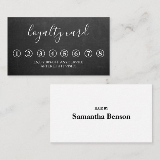 ミニマリモダンストの黒い黒板ロイヤリティカード 名刺 (正面/裏面)