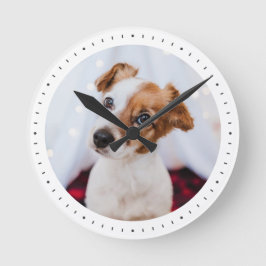 ミニマリモダンストカスタムフォトペットドッグキッシンプルド ラウンド壁時計