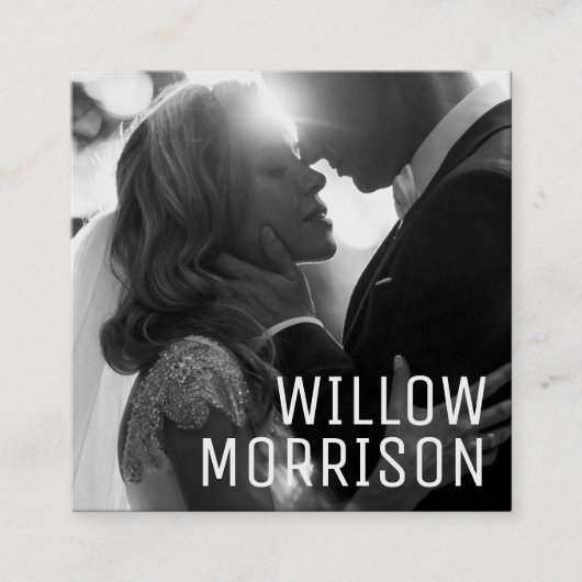 ミニマリモダンストシンプルプロフェッショナルブラック写真 スクエア名刺 (正面)