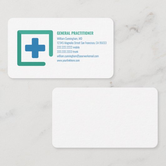 ミニマリモダンストシンプルロゴ医師 名刺 (正面/裏面)