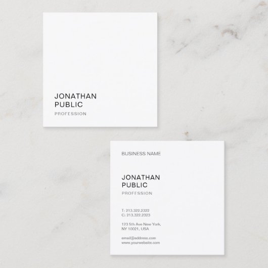 ミニマリモダンストデザイントレンディーエレガントテンプレート スクエア名刺 (正面/裏面)