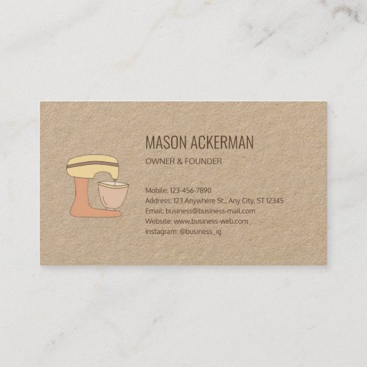 ミニマリモダンストベーカリープレミアムクラフト紙 名刺 (裏面)