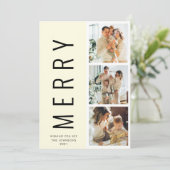 ミニマリモダンストホワイトメリークリスマス3フォトカード 招待状 (スタンド正面)