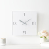 ミニマリモダンストホワイトローマ数字 スクエア壁時計 (ホーム)