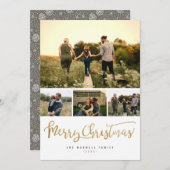 ミニマリモダンストメリークリスマス4フォトコラージュ シーズンカード (正面/裏面)