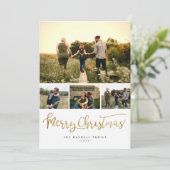 ミニマリモダンストメリークリスマス4フォトコラージュ シーズンカード (スタンド正面)