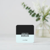 ミニマリモダンストライトアクアターコイズブルーシンプル スクエア名刺 (スタンド正面)