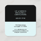 ミニマリモダンストライトアクアターコイズブルーシンプル スクエア名刺 (裏面)