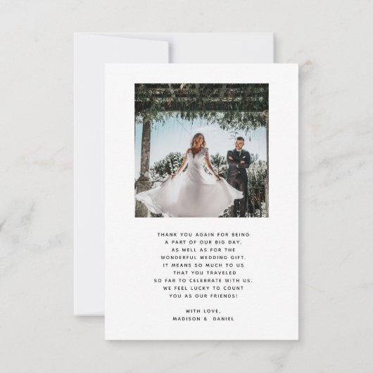 ミニマリモダンスト写シンプル結婚真の写真 サンキューカード (裏面)