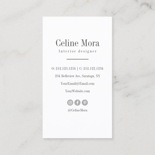 ミニマリモダンスト写真タイポグラフィ名刺 名刺 (裏面)