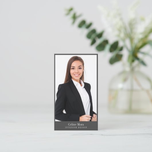 ミニマリモダンスト写真タイポグラフィ名刺 名刺 (スタンド正面)