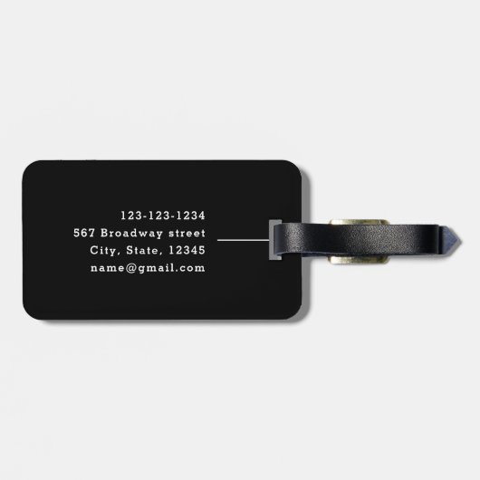 ミニマリモダンスト名(黒パーソナライズされた) ラゲッジタグ (裏面横)